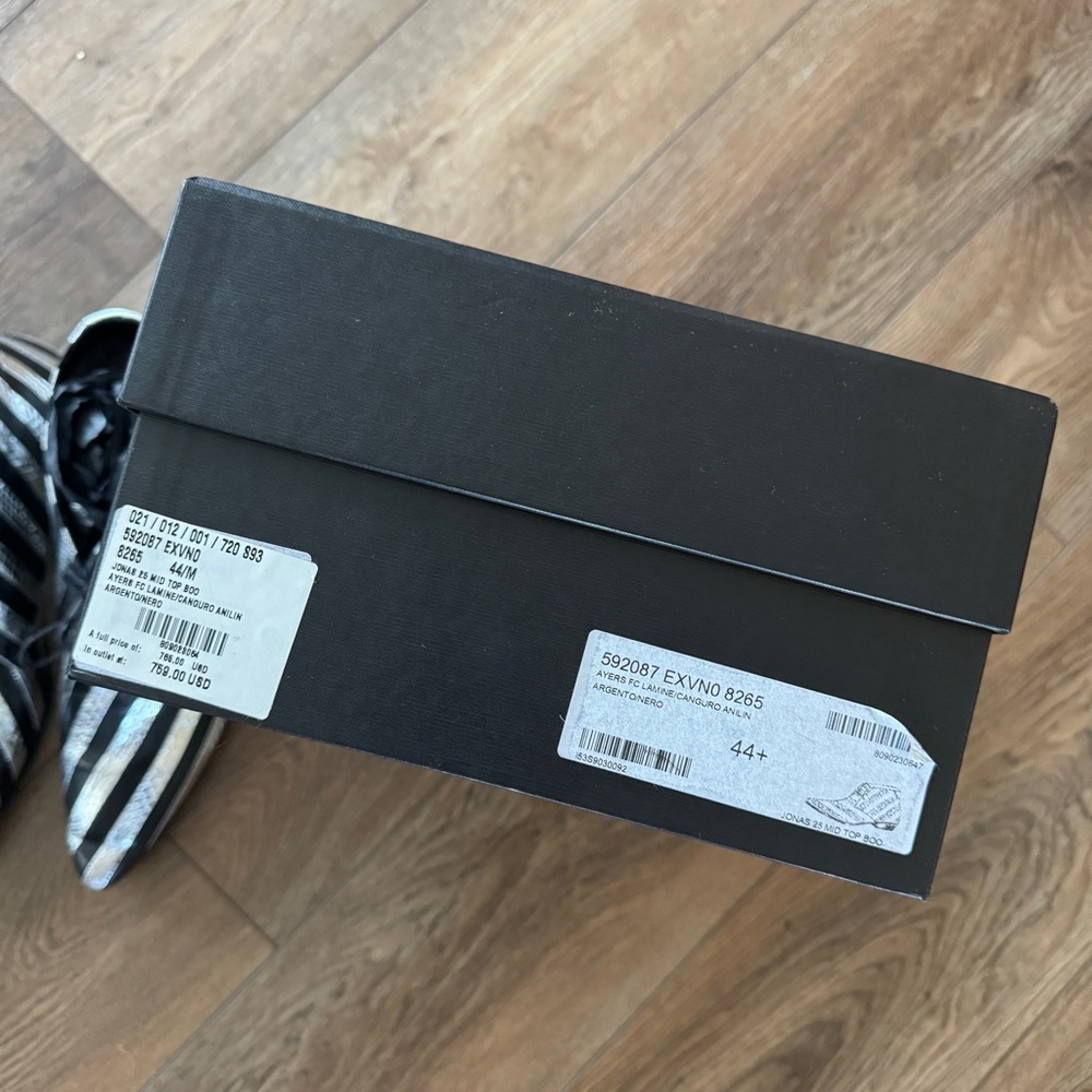 Saint Laurent Snakeskin Stripe Boots Silver & Black Size EU 44 / US 11 - Picture 3 of 9